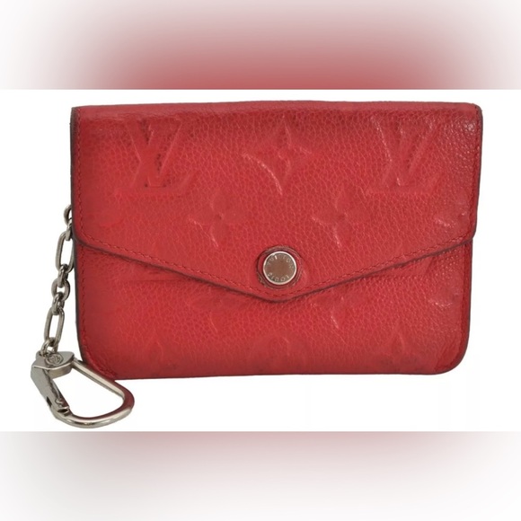 ♥️Louis Vuitton Red Monogram Empreinte Pochette Cles Coin Purse/Wallet |PRELOVED - Picture 1 of 16